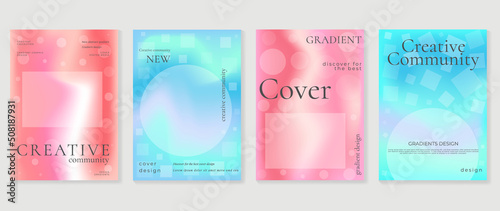 Abstract fluid gradient background vector. Minimalist style cover template with shapes, blue, pink and liquid color. Modern wallpaper design perfect for social media, idol poster, photo frame.