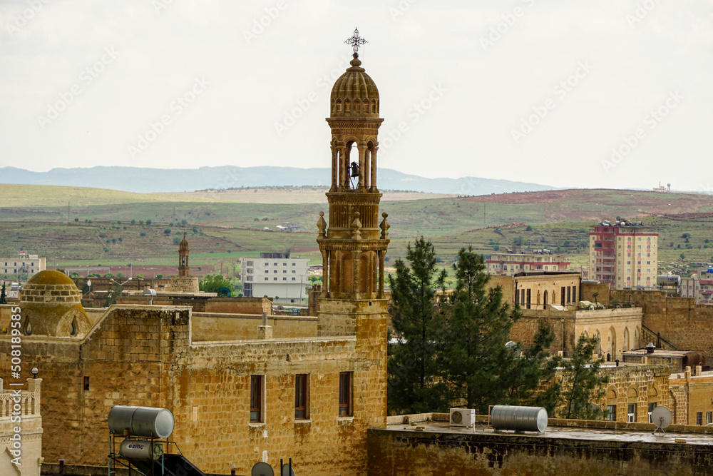 Fototapeta premium 12 May 2022 Midyat Mardin Turkey. Cityscape and churches of Midyat Turkey