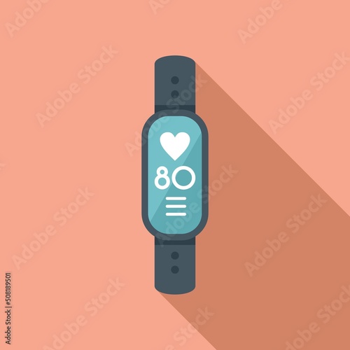 Fitness bracelet icon flat vector. Online patient photo