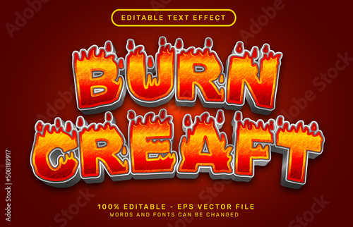 burn craft 3d text effect with fire texture