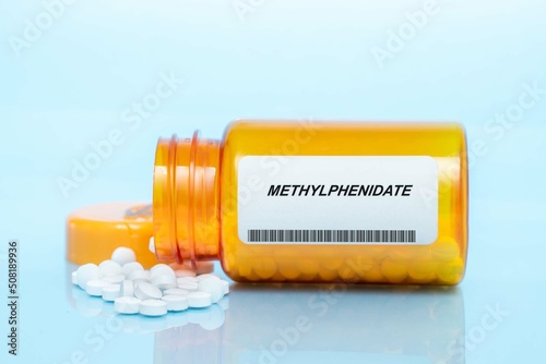 Methylphenidate Drug In Prescription Medication  Pills Bottle photo