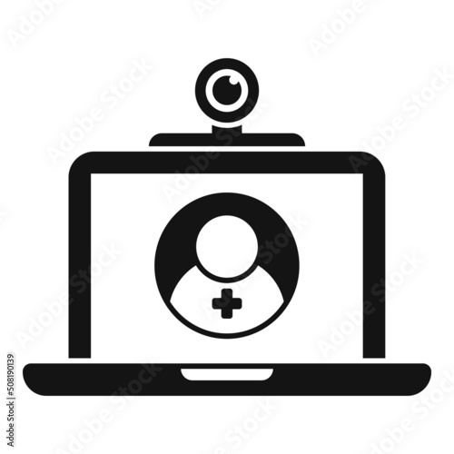 Telemedicine video call icon simple vector. Online patient