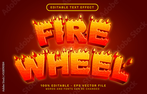 fire wheel 3d text effect with fire texture