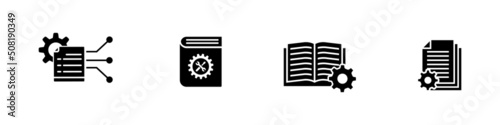 Document vector icon set. technical documentation illustration sign collection. manual symbol.