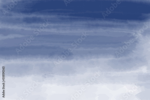 Classic blue watercolor fluid painting background. Dusty grey and navy blue Abstract hand painted watercolour sea, sky. Stain artistic vector illustration.