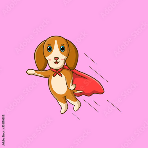Cute dog superhero cartoon. Vector illustration