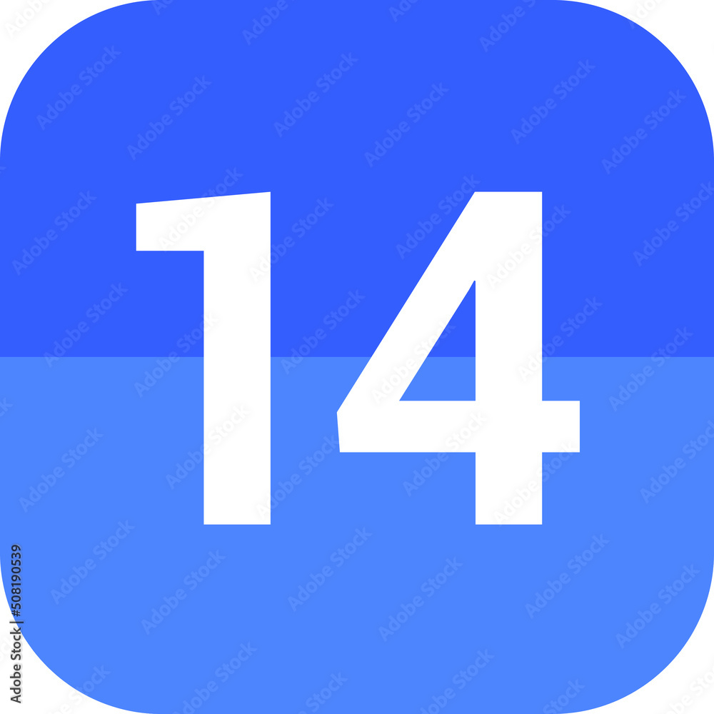 Calendar flat icon vector image day 14. Calendar flat icon vector image day 14.
