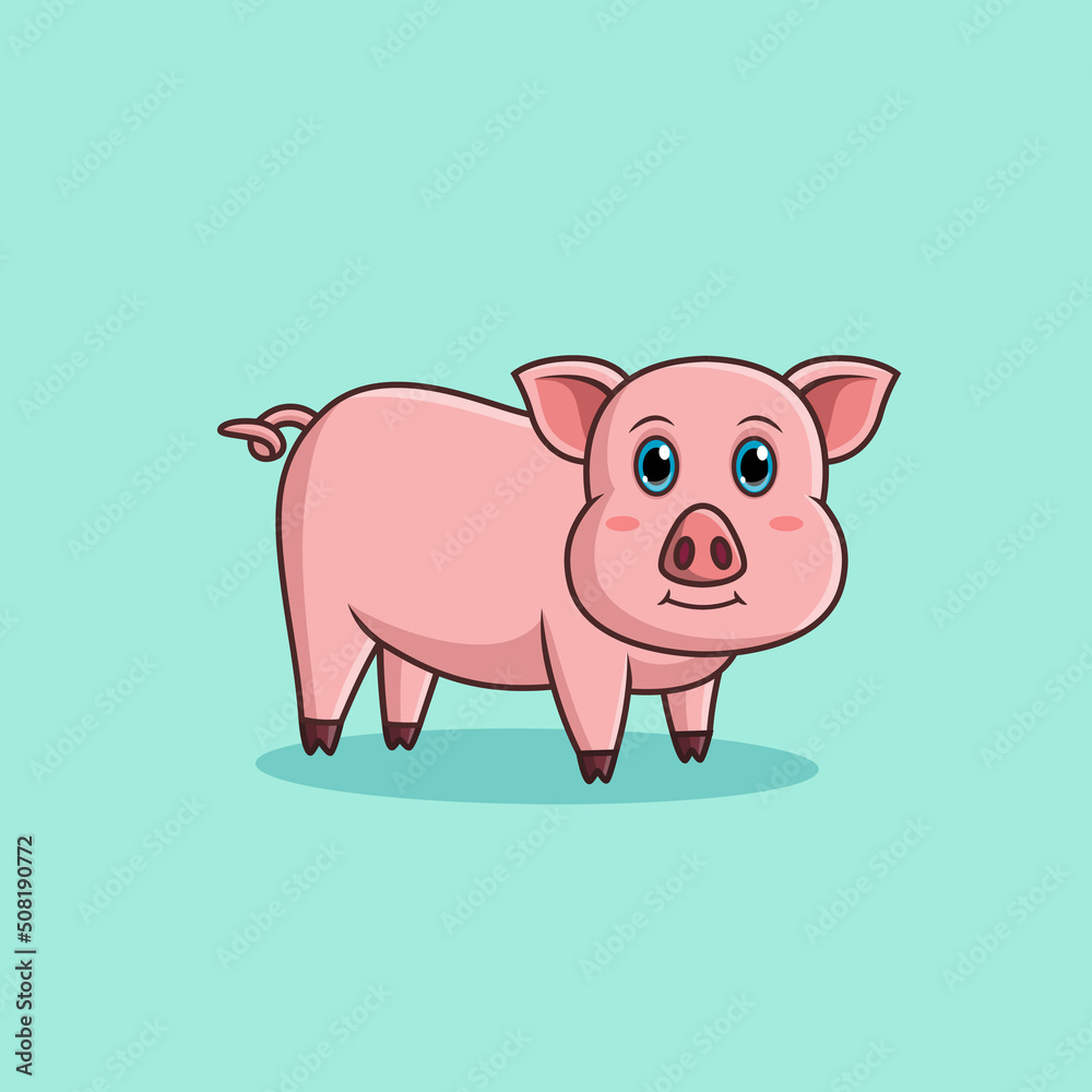 Cute cartoon pig happiness. Vector illustration Cute cartoon pig happiness. Vector illustration