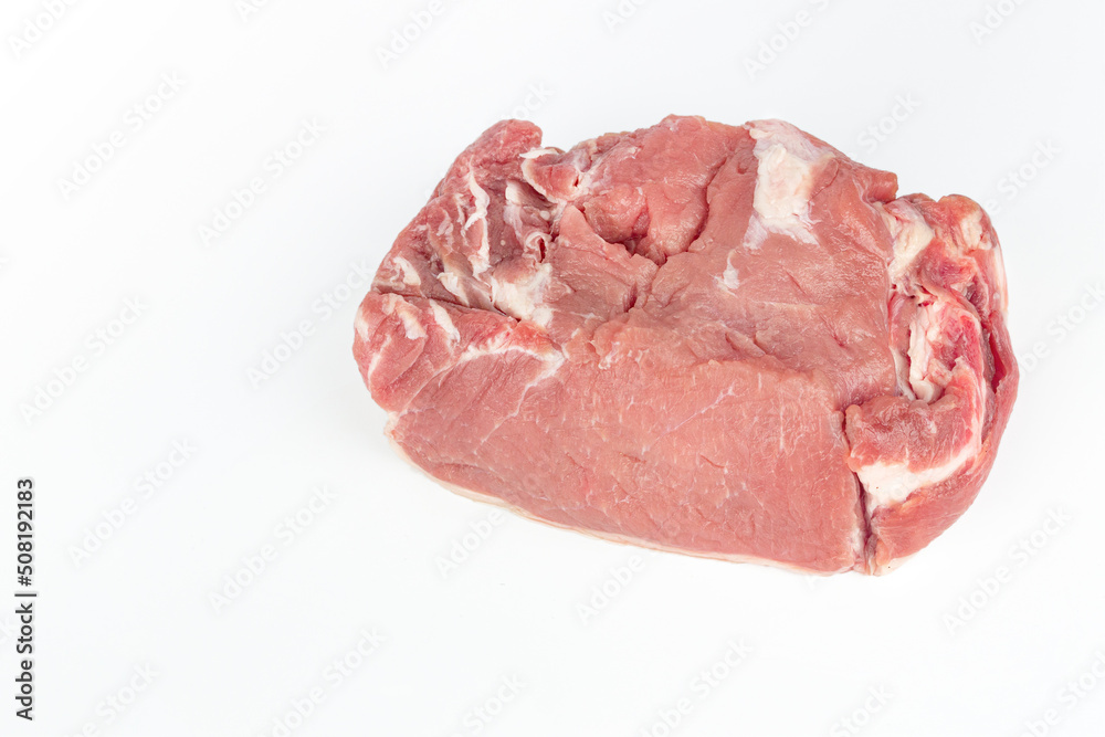 Raw veal meat fillet on white background top view, overhead, flat lay Raw veal meat fillet on white background top view, overhead, flat lay