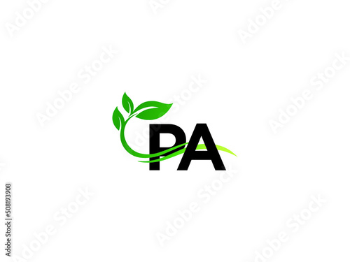 Organic PA Logo Leaf Icon, Nature Pa ap Green Leaf Logo Image Design For Any Type Of Business