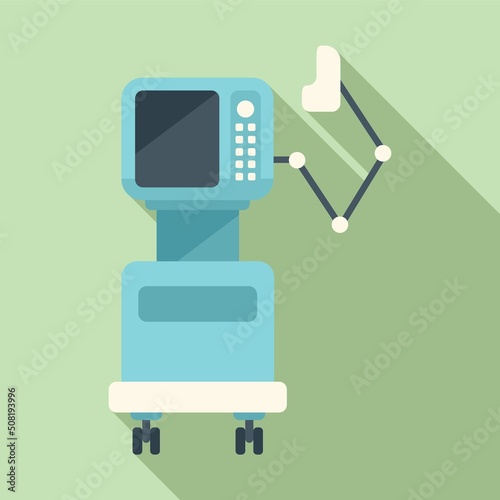 Lung ventilator machine icon flat vector. Patient equipment