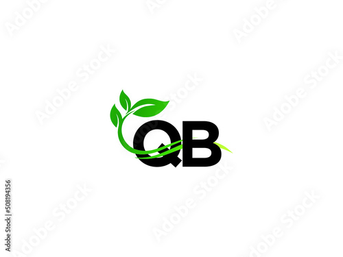 QB bq Green Leaf Logo, Creative Qb Leaf Logo Icon Vector Stock