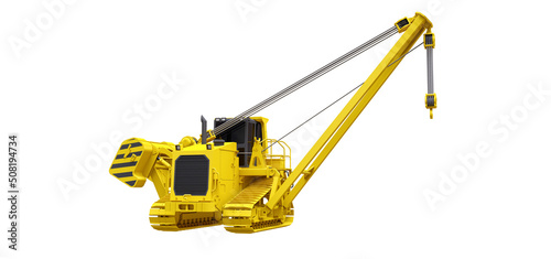 Yellow crawler crane with side boom. 3d rendering. photo