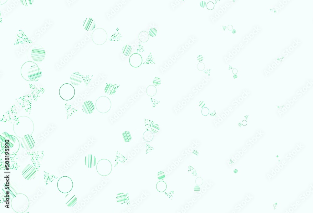 Light Green vector background with triangles, circles.