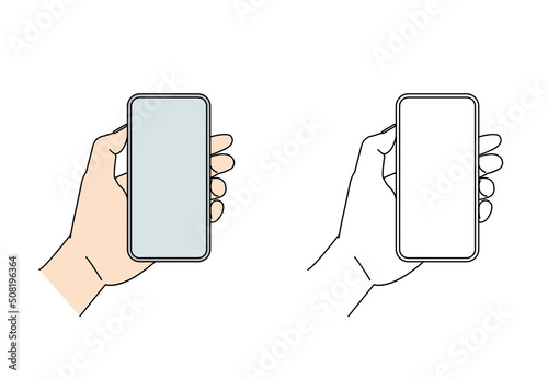 スマホを持つ片手　素材　イラスト
