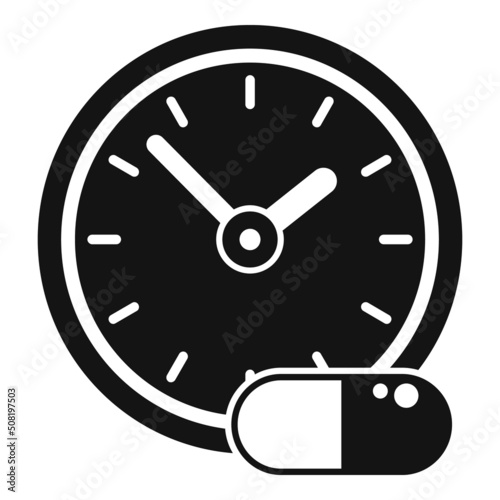 Pill hour time icon simple vector. Family doctor