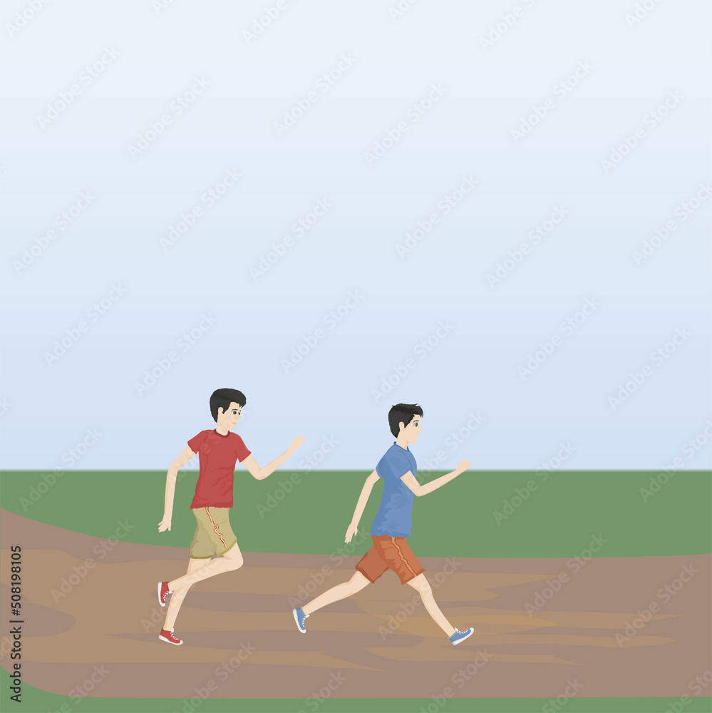 two young men jogging