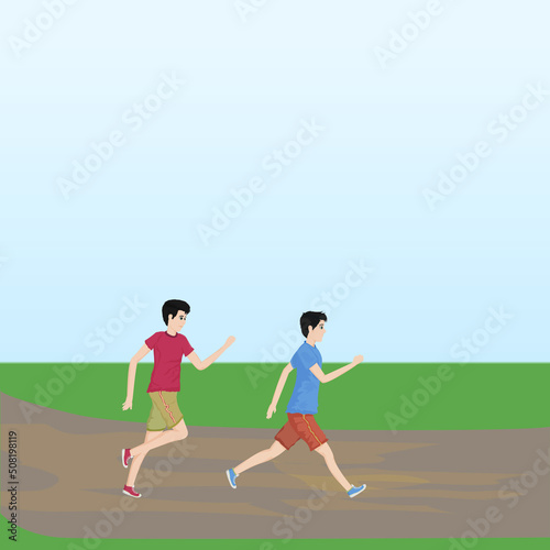 two young men jogging