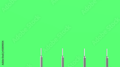 3D illustration of photovoltaic power station.3D rendering on green background.