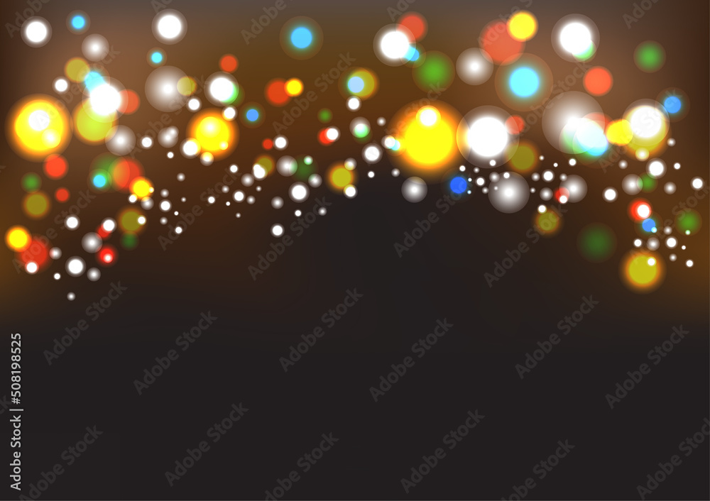 abstract blurred night colorful bokeh lights vector background.