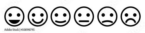 Emoji faces.Set of Emoji icon.Feedback sign.Emoticons.Simple emoticons line icons.Mood.Smile icons