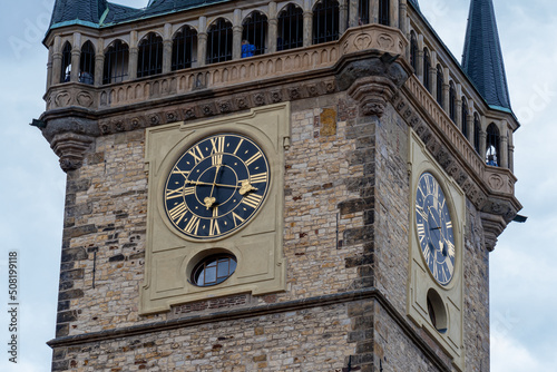 The detail of the Old Town Hall in Prague, Czech Republic photo