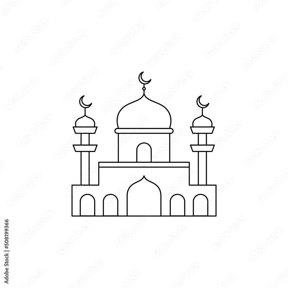 Mosque and architecture concept line icon. Simple element illustration. Mosque and architecture concept outline symbol design from Eid Al Adha set. Can be used for web and mobile Mosque and architecture concept line icon. Simple element illustration. Mosque and architecture concept outline symbol design from Eid Al Adha set. Can be used for web and mobile