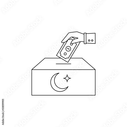 Zakat, hand, icon on white background