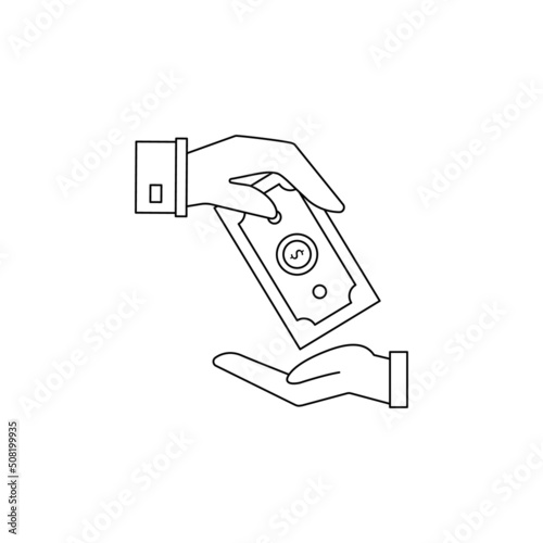 Zakat, hands, money, icon on white background