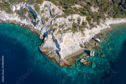 Fototapeta Naklejka Na Ścianę i Meble -  photograph in the field of sail rocks in Foca district of Izmir province.