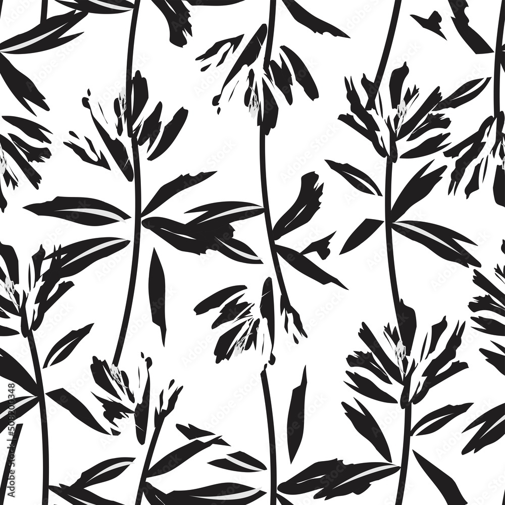 Floral Brush strokes Seamless Pattern Design Floral Brush strokes Seamless Pattern Design