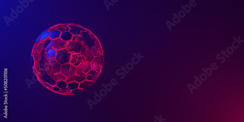 3D rendering sci-fi hexagon ball structure
