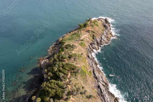 Aerial view Phomthep or Promthep cave icon of Phuket, Thailand. Aerial view Phromthep cave view point at Phuket,
