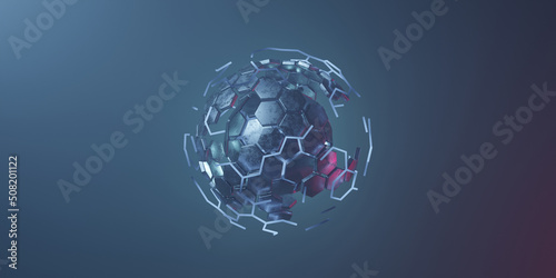 sci-fi hexagon ball structure 3D