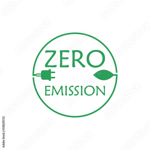 Zero emission sign, icon, symbol or logo isolated on white background