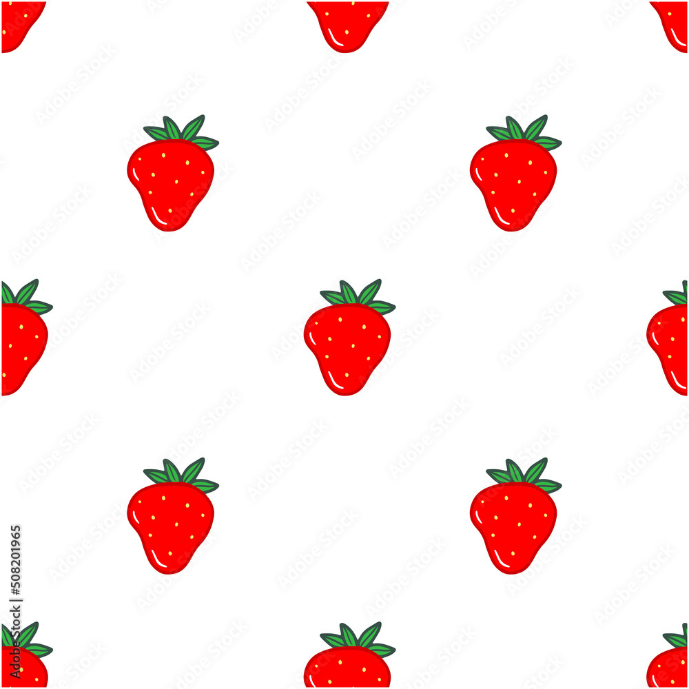Seamless pattern with red strawberries in cartoon style. Food illustration background. Seamless pattern with red strawberries in cartoon style. Food illustration background.