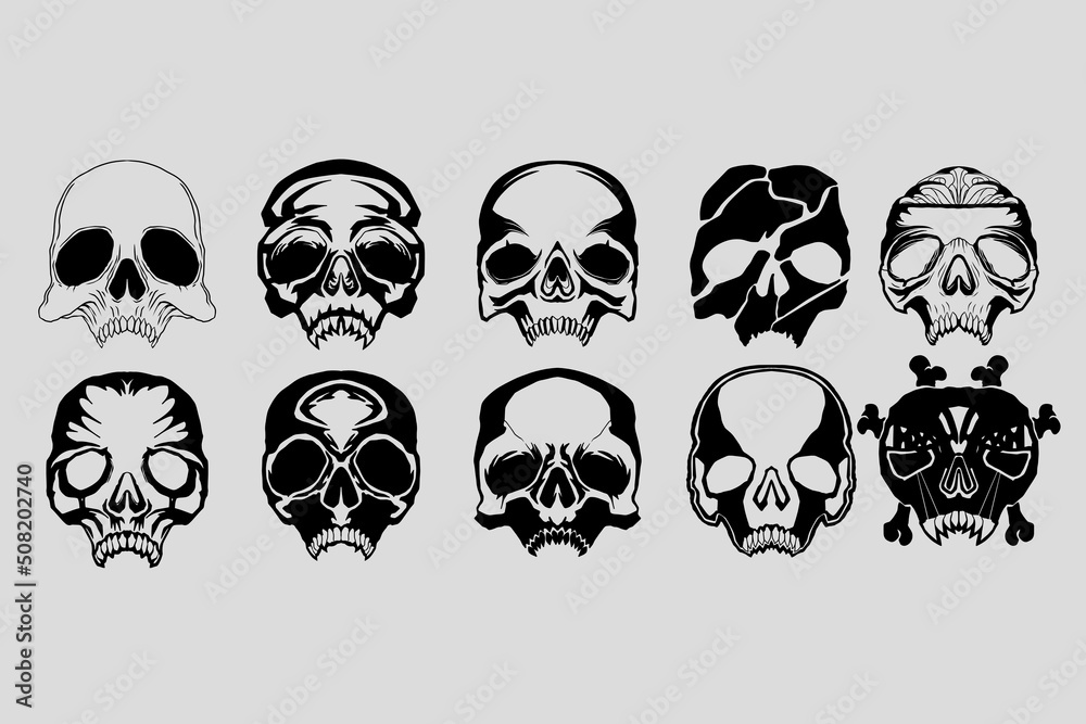 skull head character illustration vector