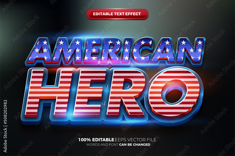 american hero movie cinematic 3d editable text effect