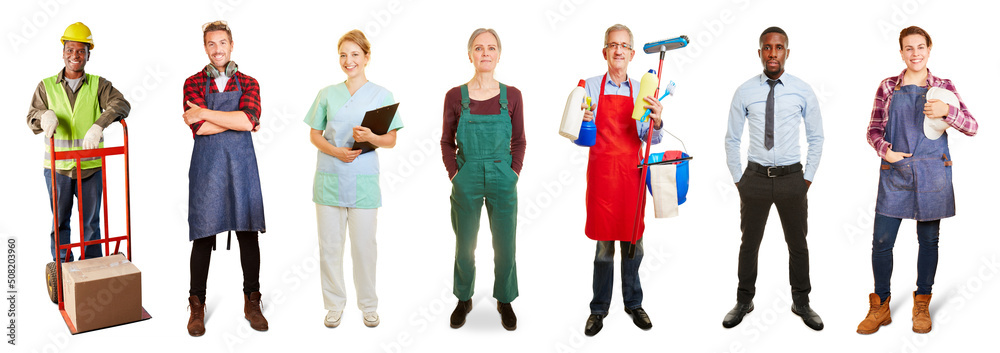 Menschen aus verschiedenen Berufen als Arbeitswelt Konzept StockFoto