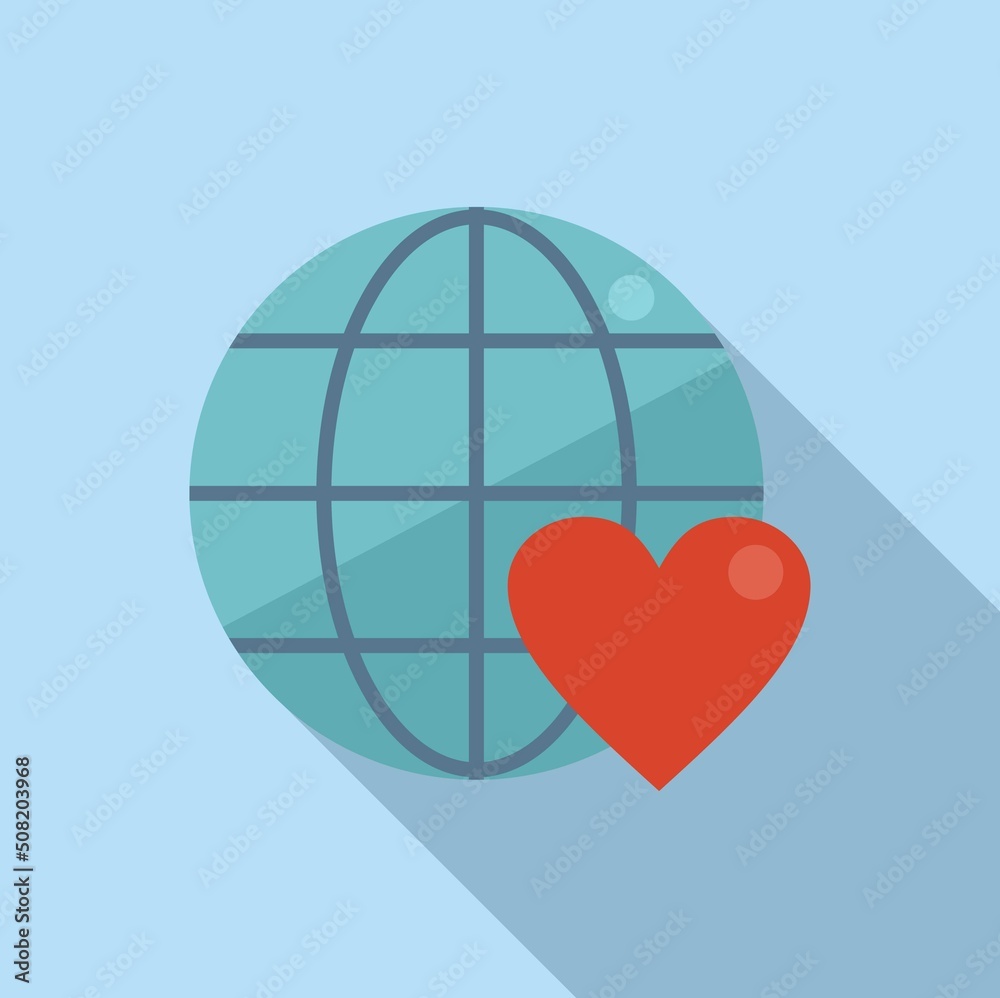 Global charity icon flat vector. Web volunteer