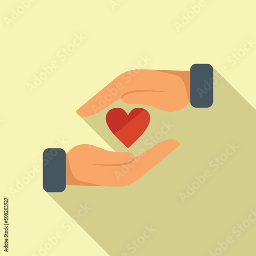 Keep care icon flat vector. Donate help