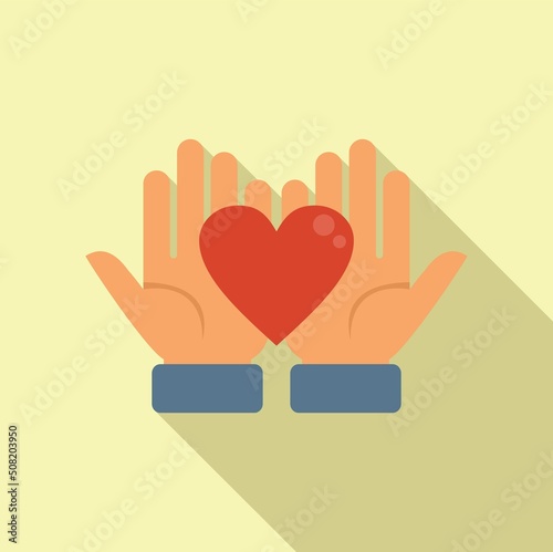 Keep care icon flat vector. Donate help