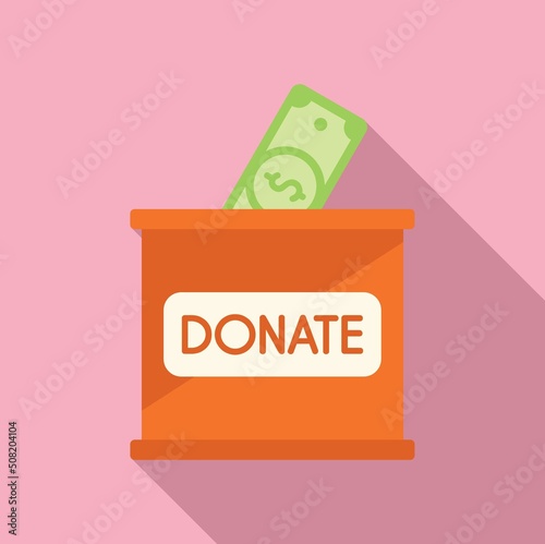 Donate money box icon flat vector. Charity help
