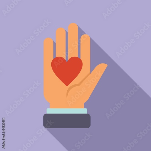 Help heart donation icon flat vector. Solidarity money