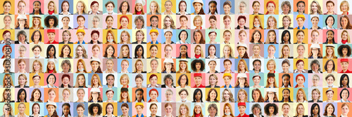 Panorama aus Portrait Collage von Frauen in Berufen photo
