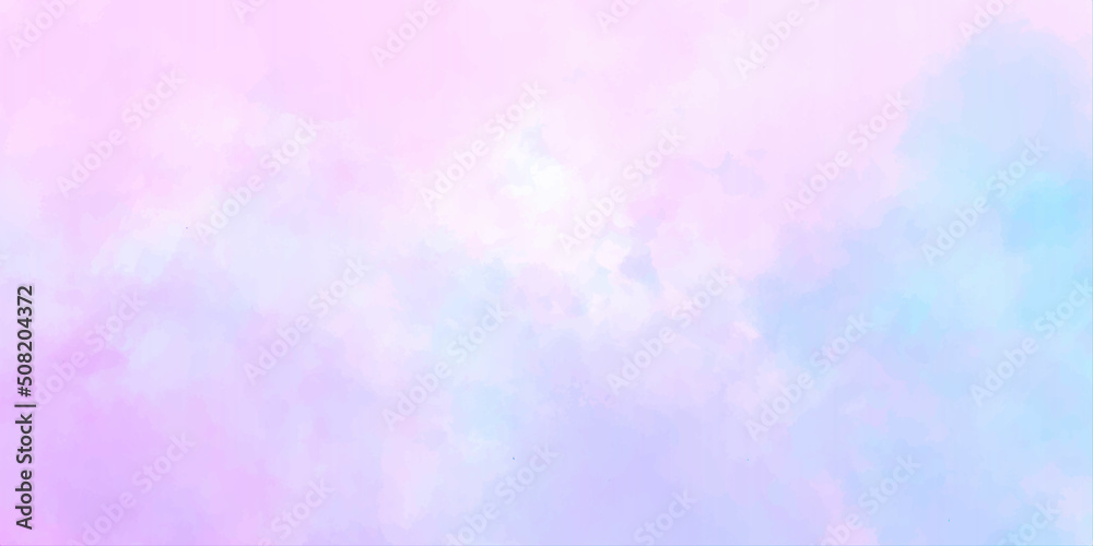 Abstract background with Light blue, purple and pink shades watercolor background for vintage card, retro templates. The unicorn in pastel sky, marble colorful background. paper texture design. Vector