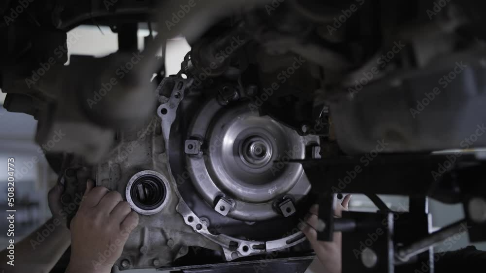 Installation of gearbox on the car Installation of gearbox on the car