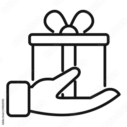 Gift box charity icon outline vector. Donate help