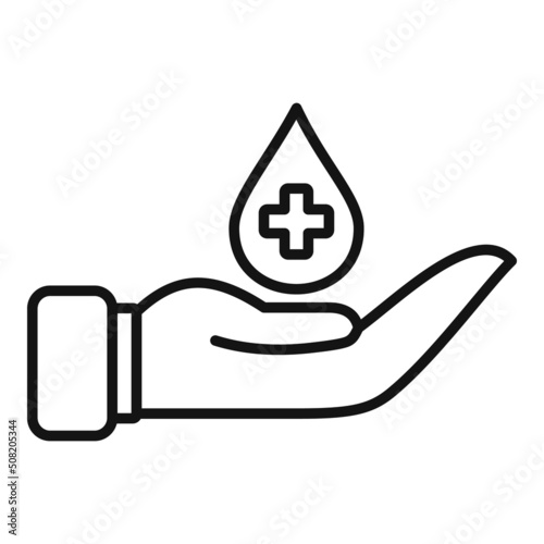 Donate blood drop icon outline vector. Charity help