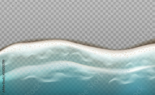 3d realistic vector icon background. sea ocean wave with foam from top view.